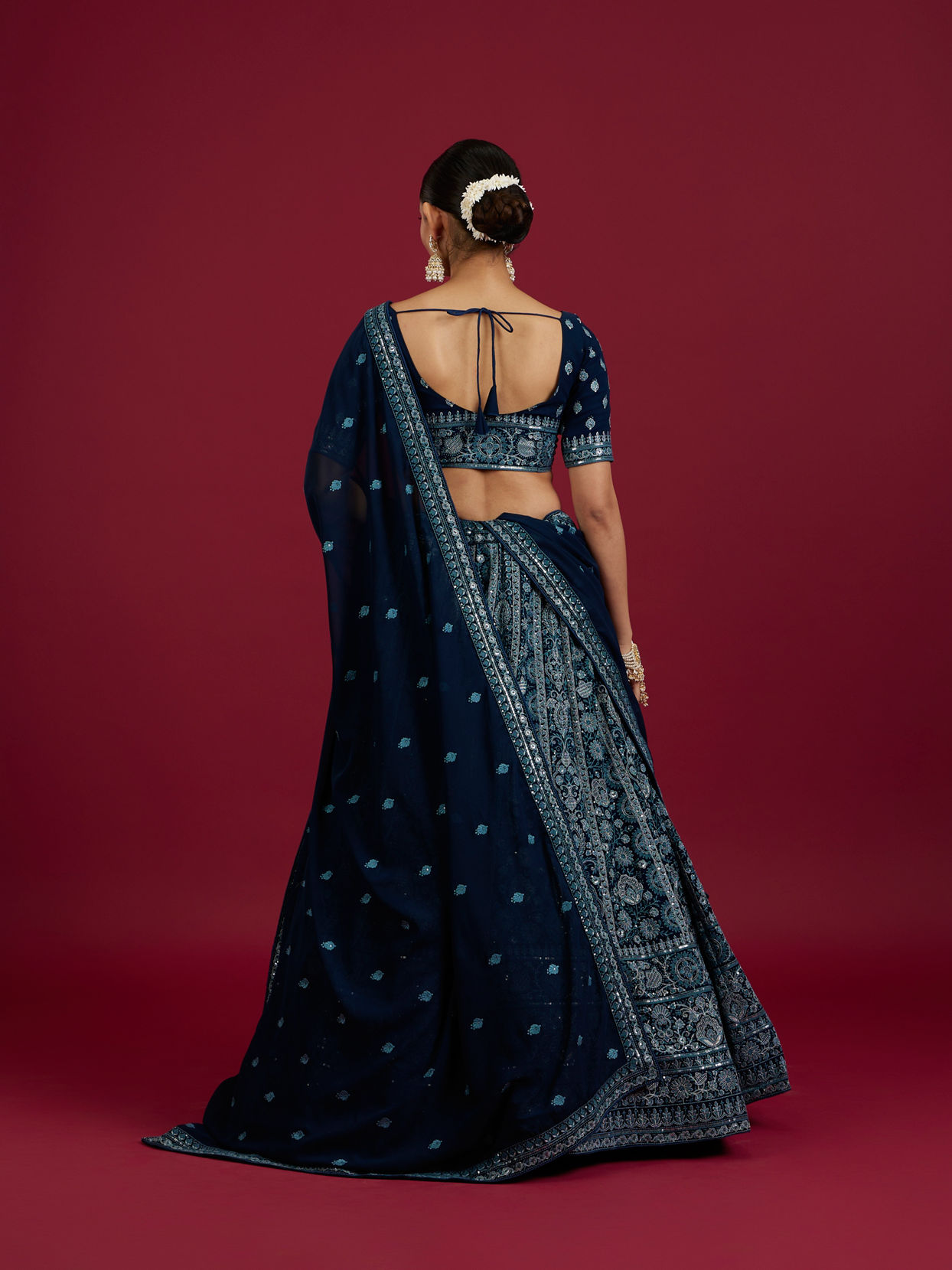 Mohey Women Blue Georgette Lehenga