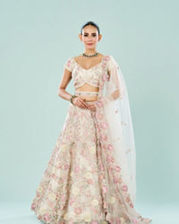 Mohey Women Creamy Dream Enchantress Semi Bridal Lehenga