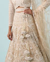 Mohey Women Exquisite Cream Net Bridal Lehenga