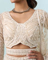 Mohey Women Exquisite Cream Net Bridal Lehenga