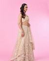 Mohey Women Cream Splendour Net Lehenga