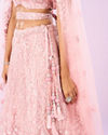Mohey Women Pink Net Ensemble Lehenga