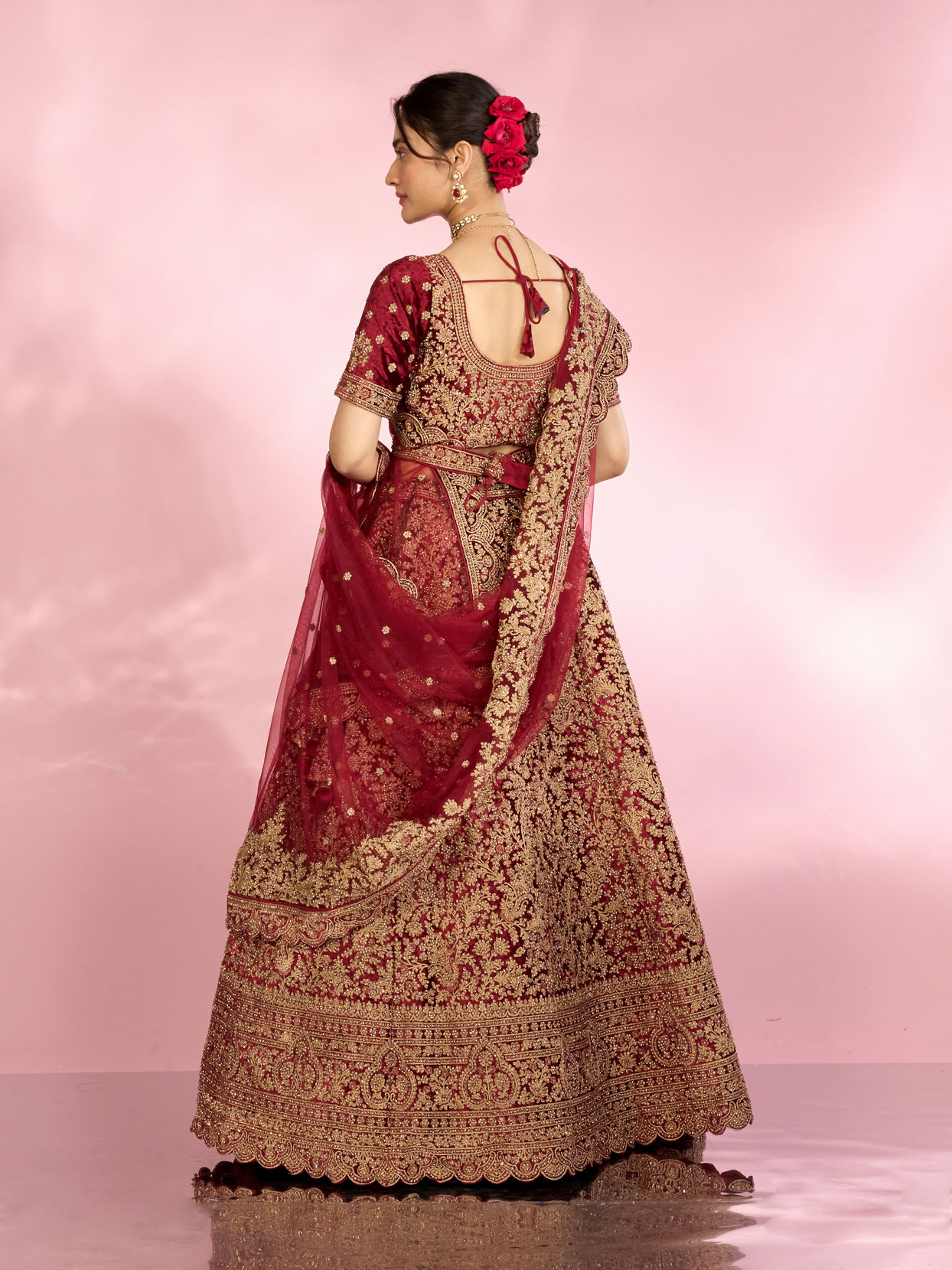Mohey Women Maroon Extravagance Bridal Lehenga