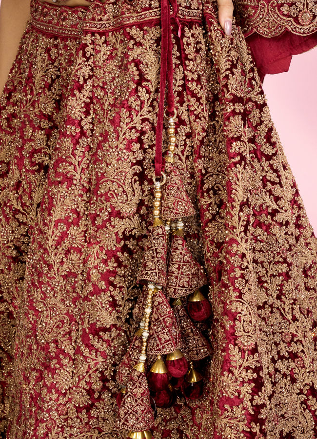 Mohey Women Maroon Extravagance Bridal Lehenga