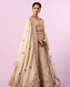 Mohey Women Cream Art Silk Bridal Lehenga with Latkan Belt