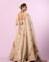 Mohey Women Cream Art Silk Bridal Lehenga with Latkan Belt
