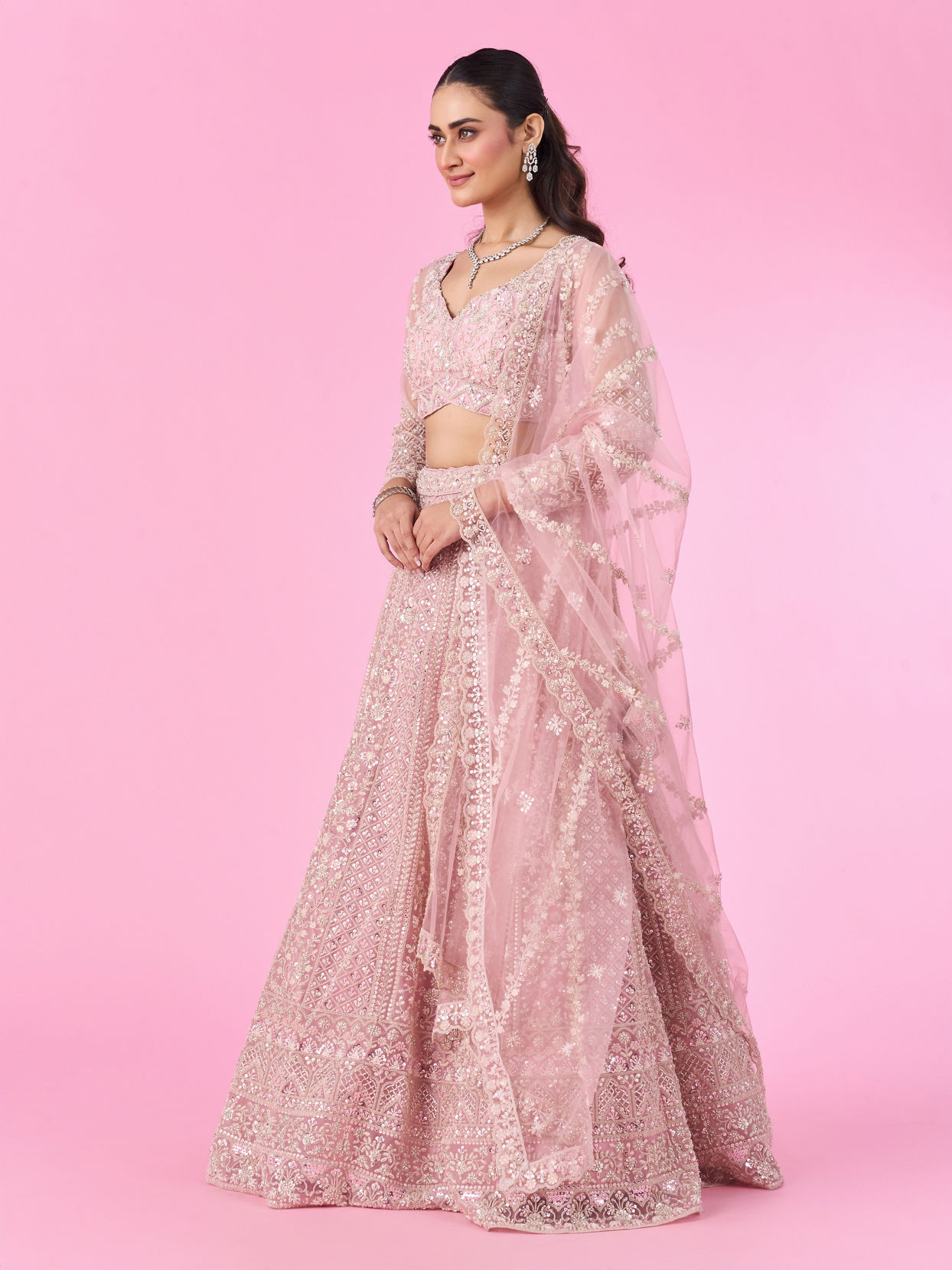 Mohey Women Radiant Pink Love Bridal Lehenga