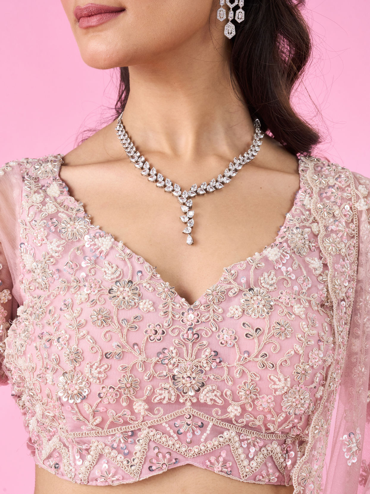 Mohey Women Radiant Pink Love Bridal Lehenga