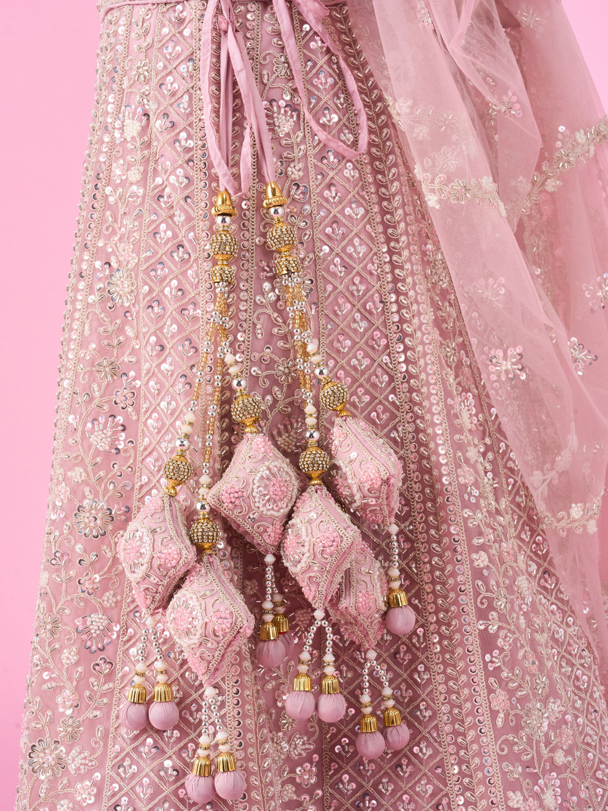 Mohey Women Radiant Pink Love Bridal Lehenga