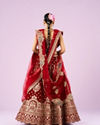 Mohey Women Royal Pink Velvet Bridal Lehenga