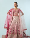 Mohey Women Dusty Pink Velvet Bridal Lehenga