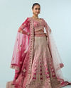 Mohey Women Dusty Pink Velvet Bridal Lehenga