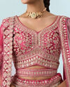 Mohey Women Dusty Pink Velvet Bridal Lehenga