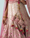 Mohey Women Dusty Pink Velvet Bridal Lehenga