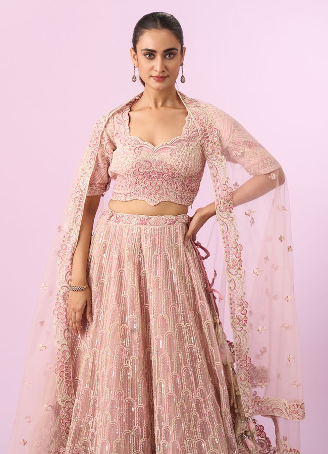 Mohey Women Enchanting Light Pink Lehenga