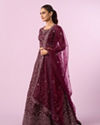 Mohey Women Enchanting Wine Net Lehenga