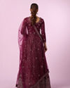 Mohey Women Enchanting Wine Net Lehenga