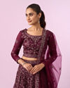 Mohey Women Enchanting Wine Net Lehenga