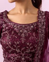 Mohey Women Enchanting Wine Net Lehenga