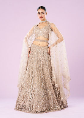 Mohey Women Radiance Semi Bridal Fawn Lehenga