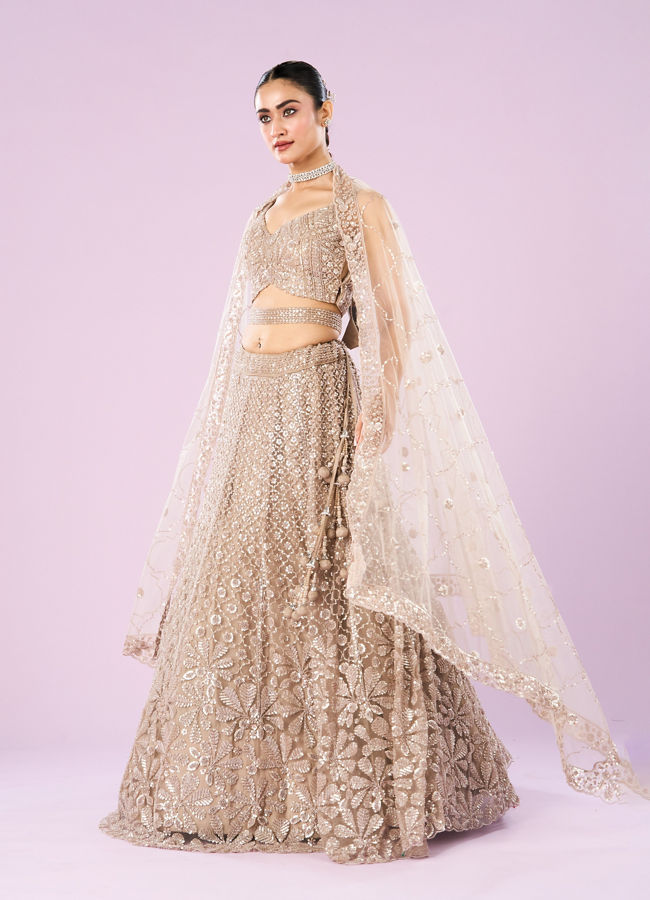 Mohey Women Radiance Semi Bridal Fawn Lehenga