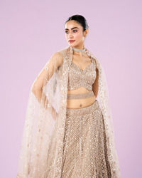 Mohey Women Radiance Semi Bridal Fawn Lehenga