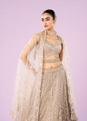 Mohey Women Radiance Semi Bridal Fawn Lehenga
