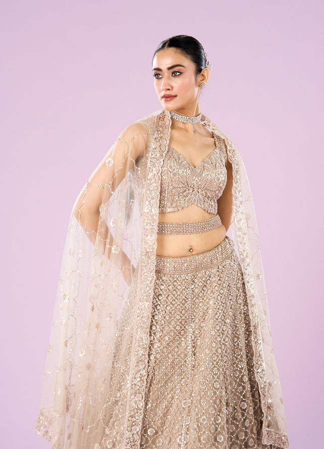 Mohey Women Radiance Semi Bridal Fawn Lehenga