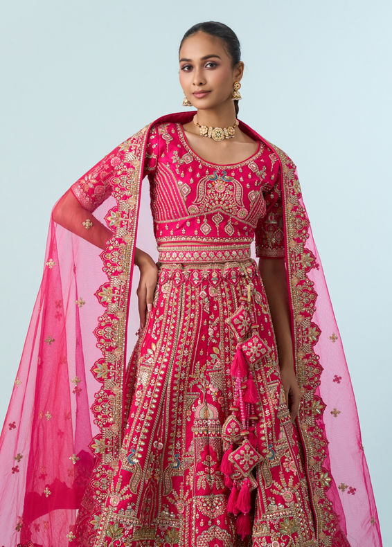 Mohey Women Ravishing Rani Pink Bridal Lehenga