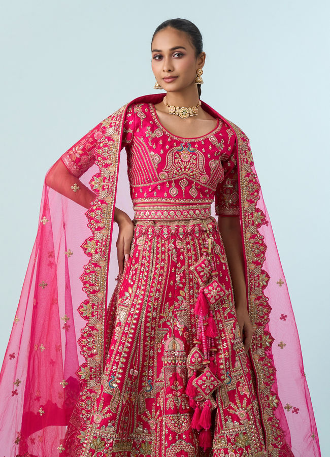 Mohey Women Ravishing Rani Pink Bridal Lehenga
