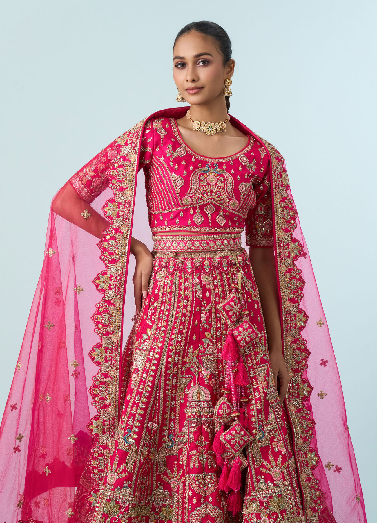 Mohey Women Ravishing Rani Pink Bridal Lehenga