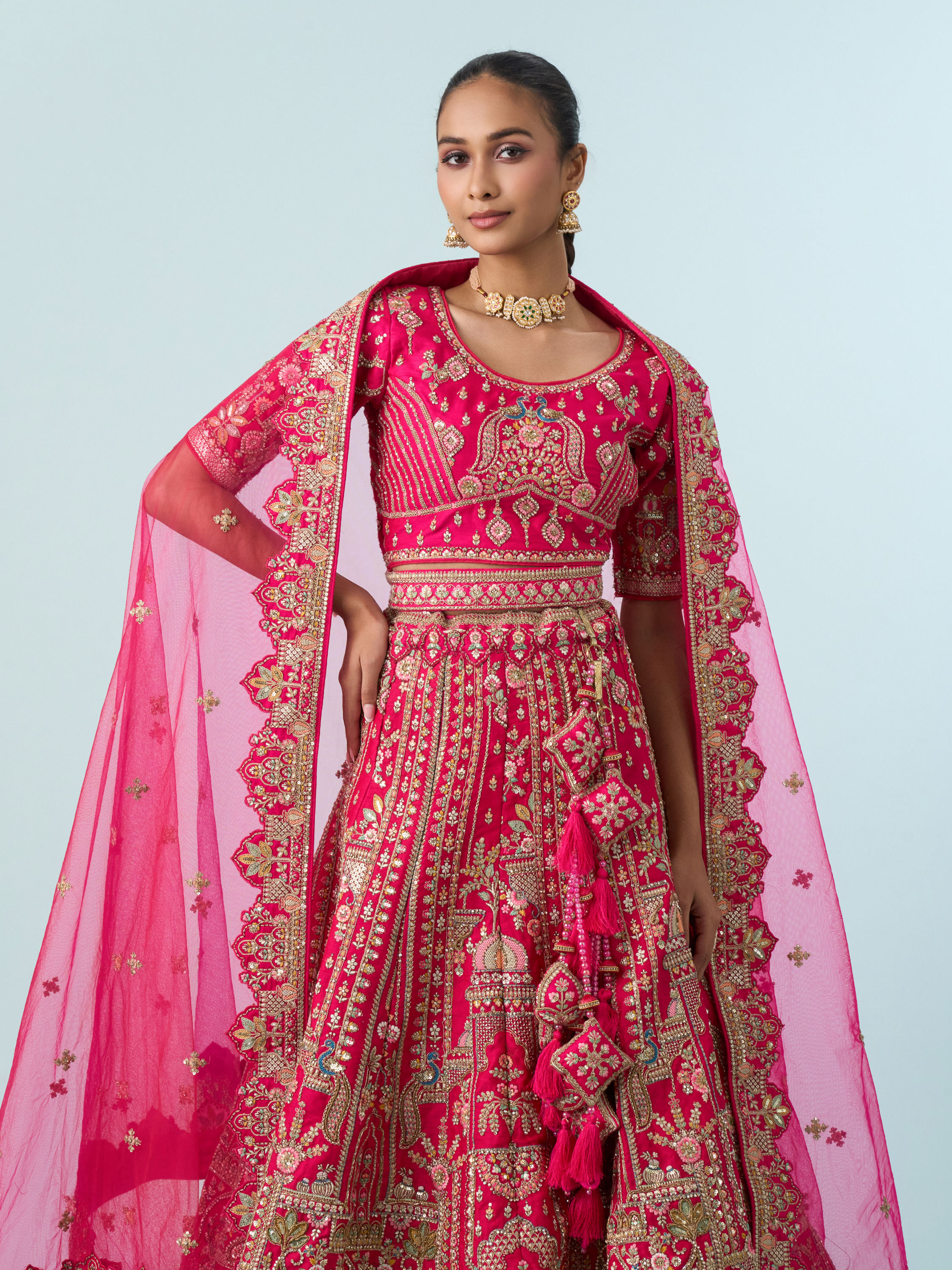 Mohey Women Ravishing Rani Pink Bridal Lehenga