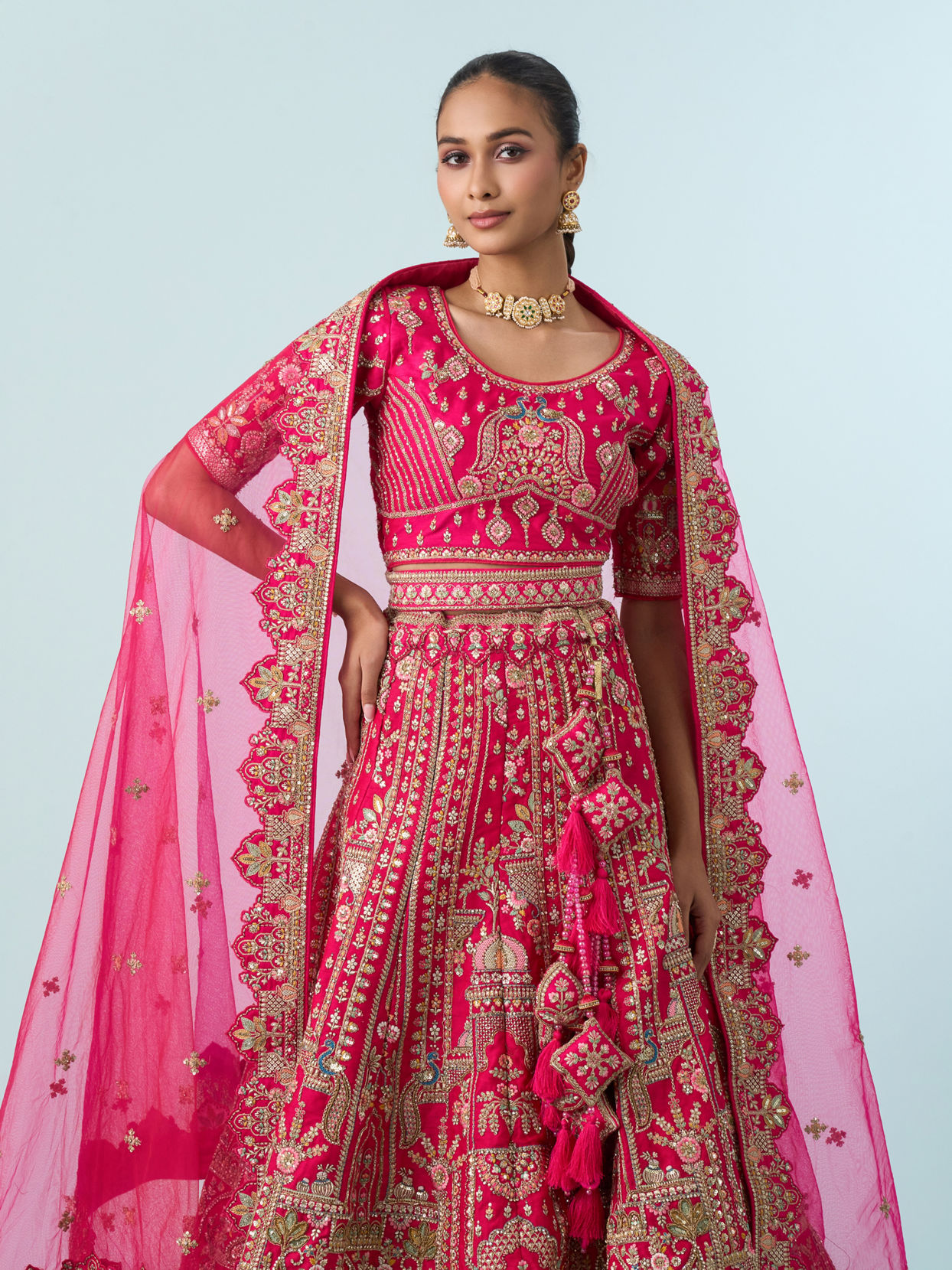 Mohey Women Ravishing Rani Pink Bridal Lehenga