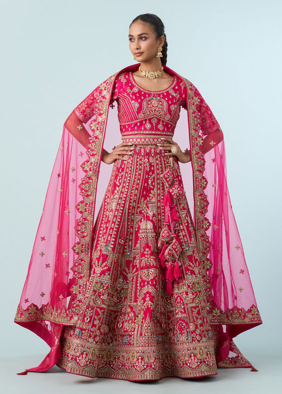 Mohey Women Ravishing Rani Pink Bridal Lehenga