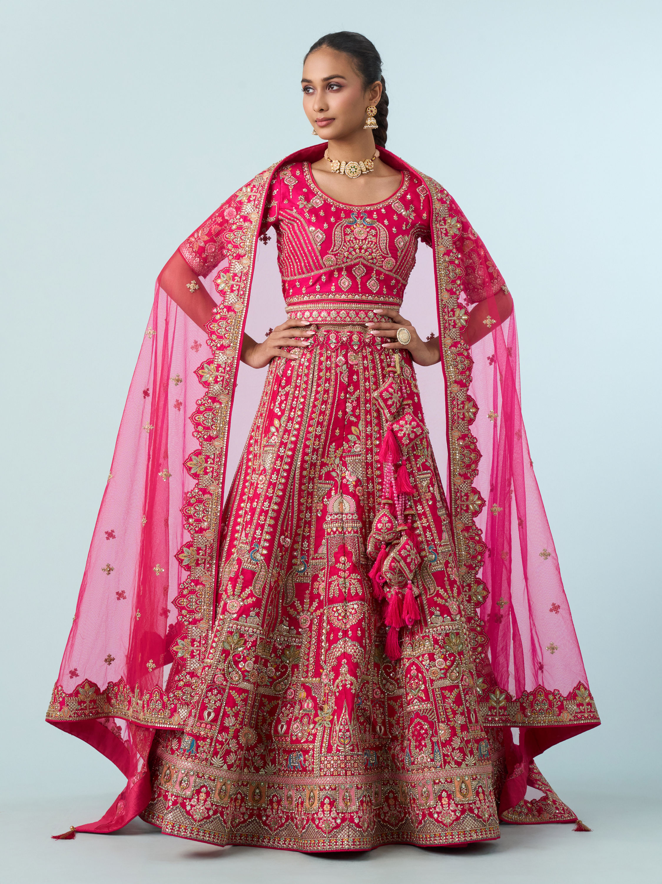 Mohey Women Ravishing Rani Pink Bridal Lehenga