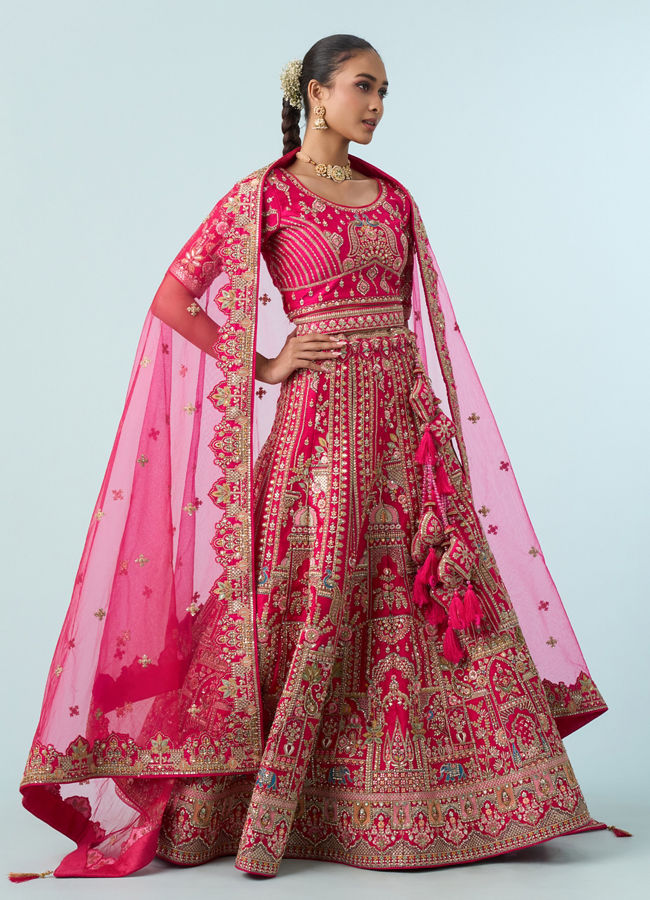 Mohey Women Ravishing Rani Pink Bridal Lehenga