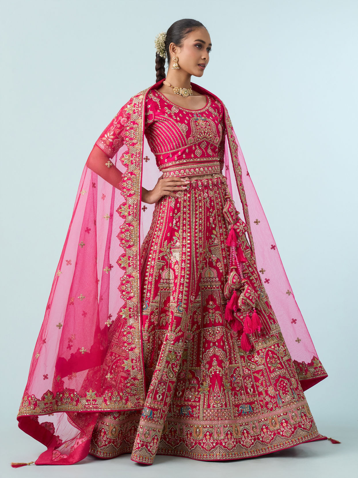 Mohey Women Ravishing Rani Pink Bridal Lehenga