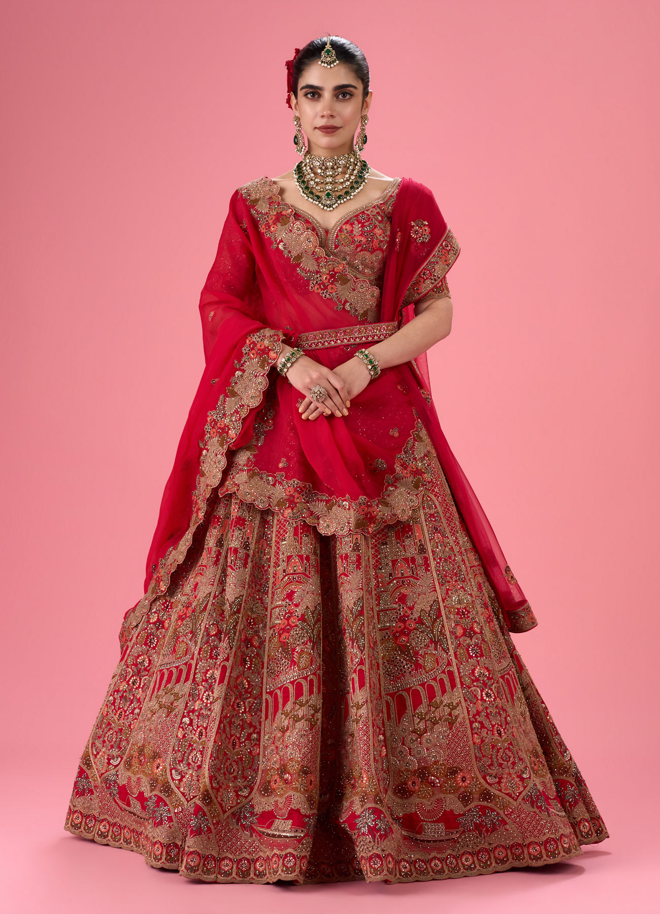 Mohey Women Cherry Blossom Festive Bridal Lehenga