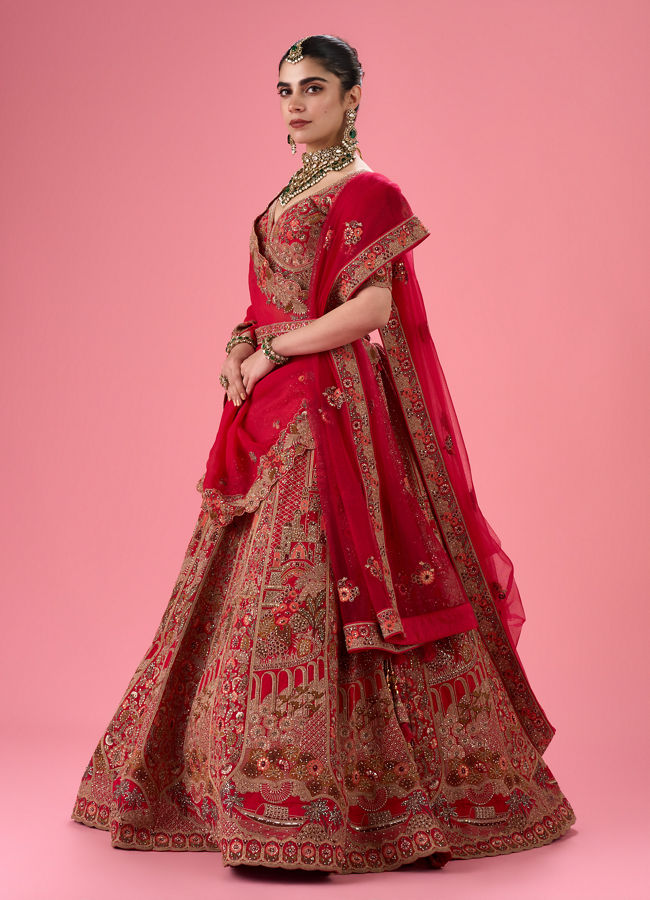 Mohey Women Cherry Blossom Festive Bridal Lehenga