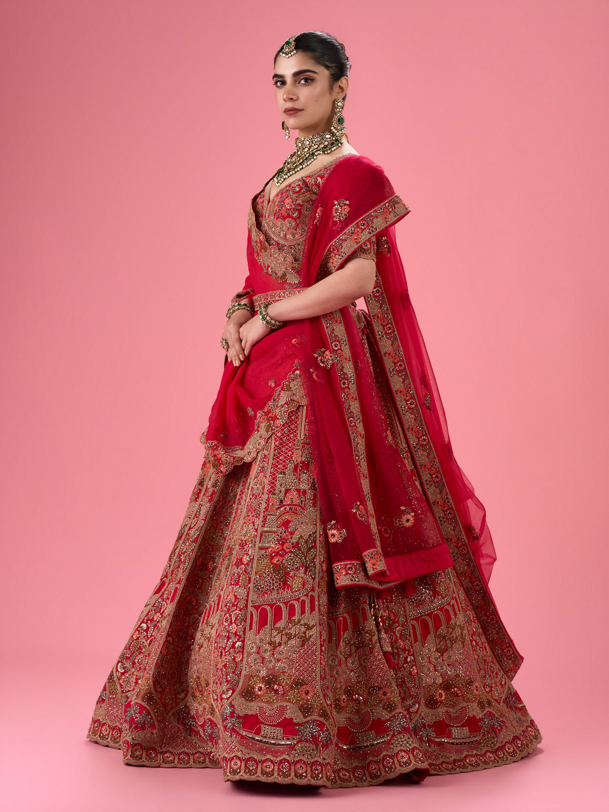 Mohey Women Cherry Blossom Festive Bridal Lehenga