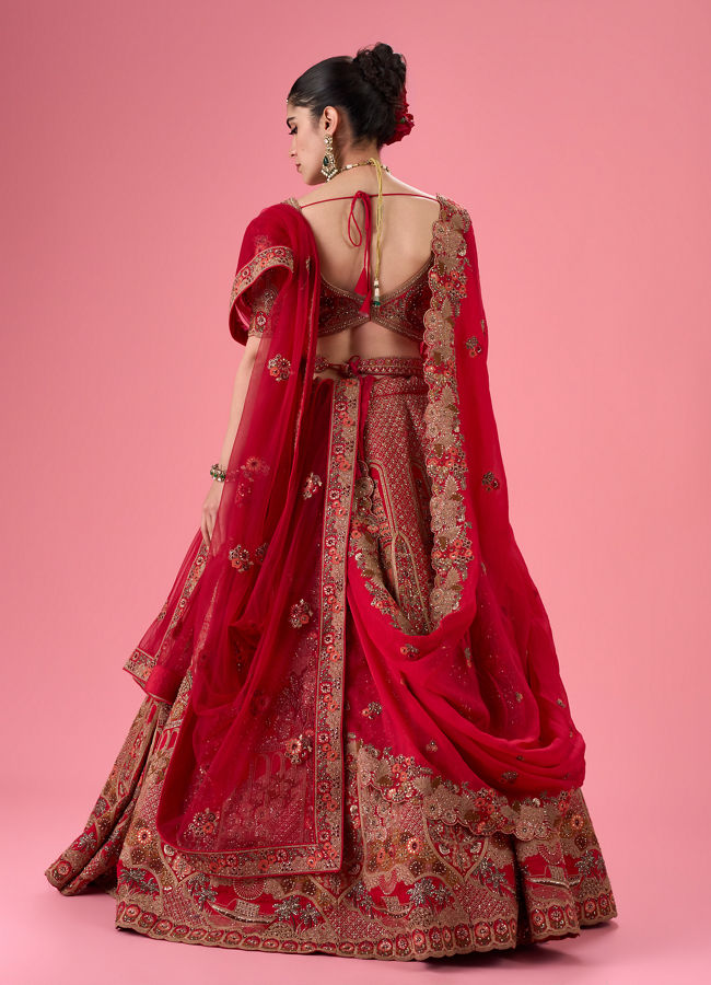 Mohey Women Cherry Blossom Festive Bridal Lehenga
