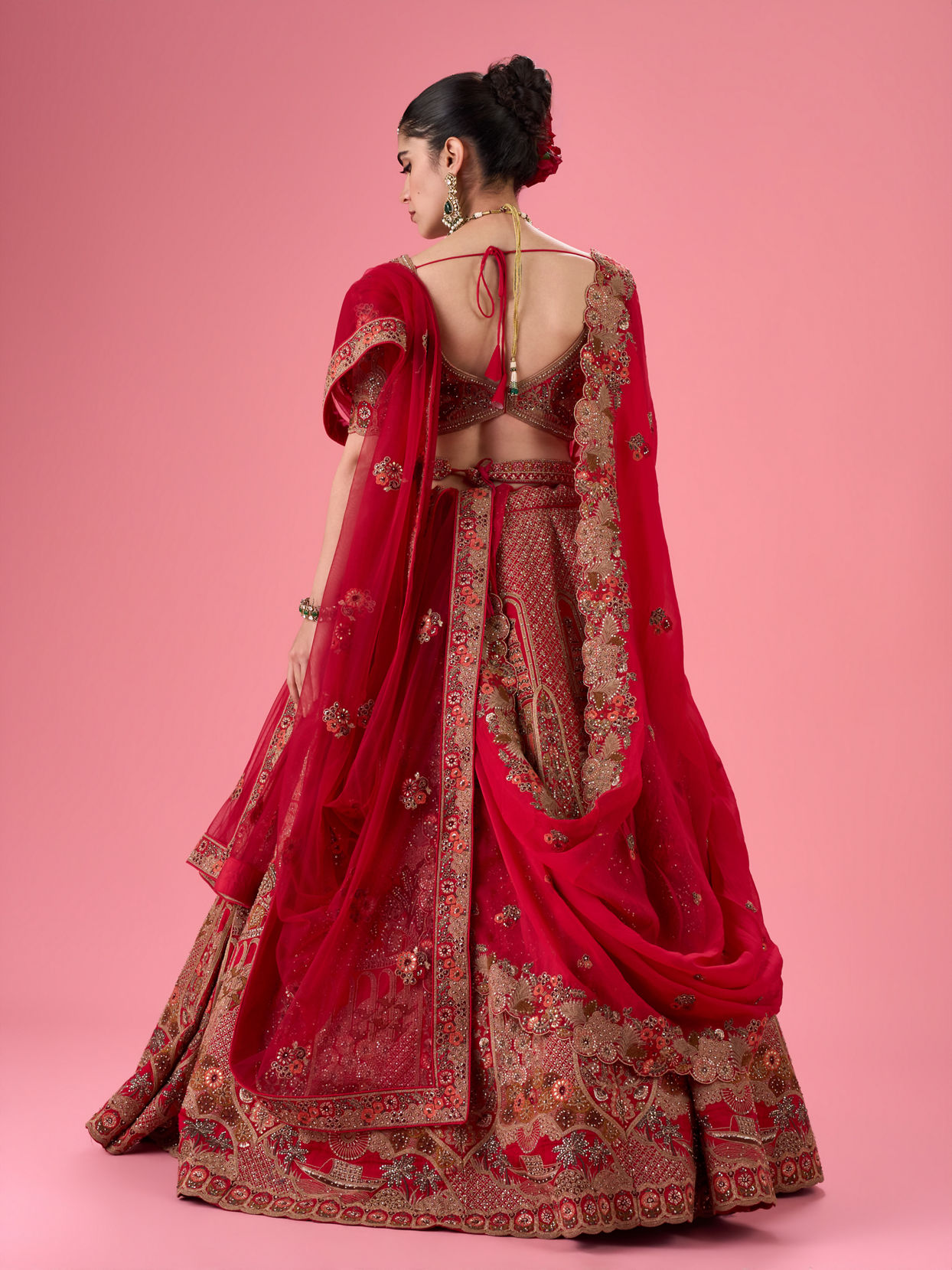 Mohey Women Cherry Blossom Festive Bridal Lehenga