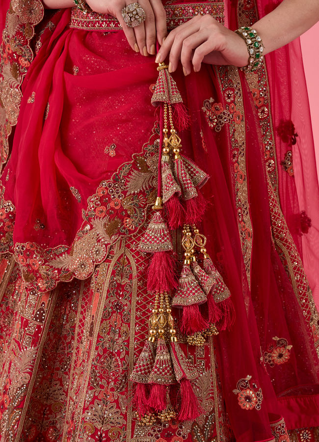 Mohey Women Cherry Blossom Festive Bridal Lehenga