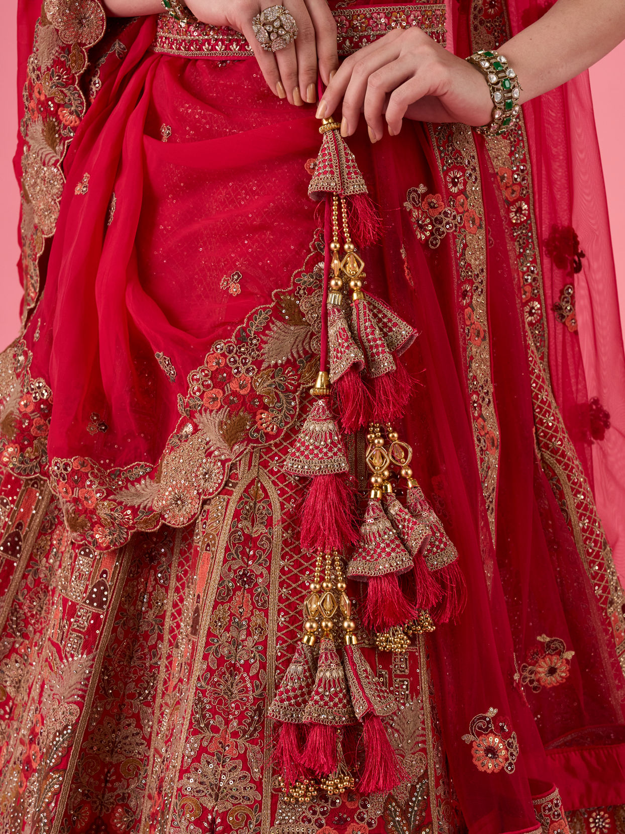 Mohey Women Cherry Blossom Festive Bridal Lehenga
