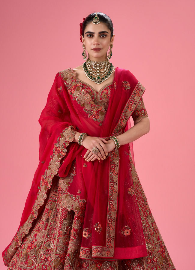 Mohey Women Cherry Blossom Festive Bridal Lehenga
