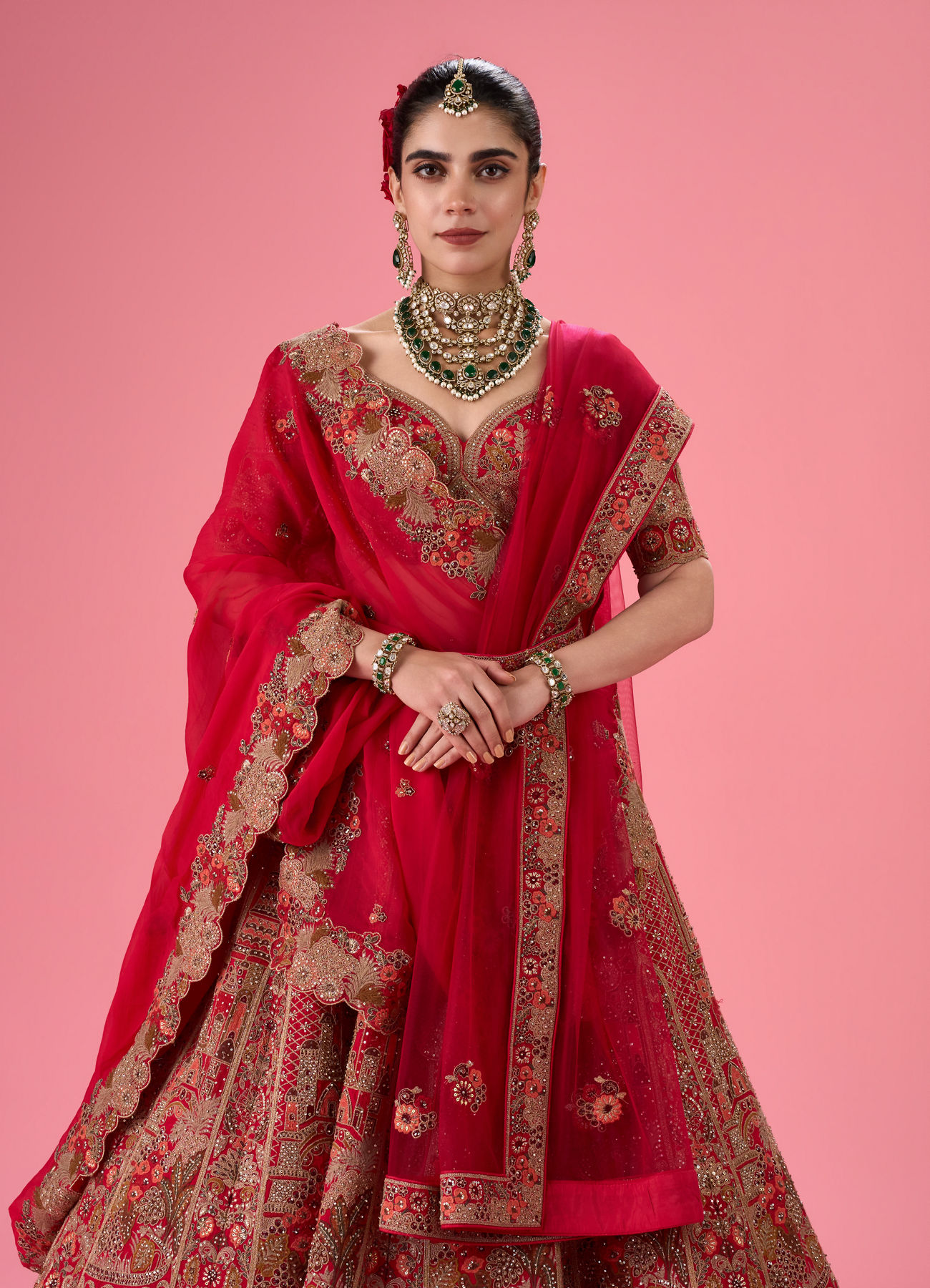 Mohey Women Cherry Blossom Festive Bridal Lehenga