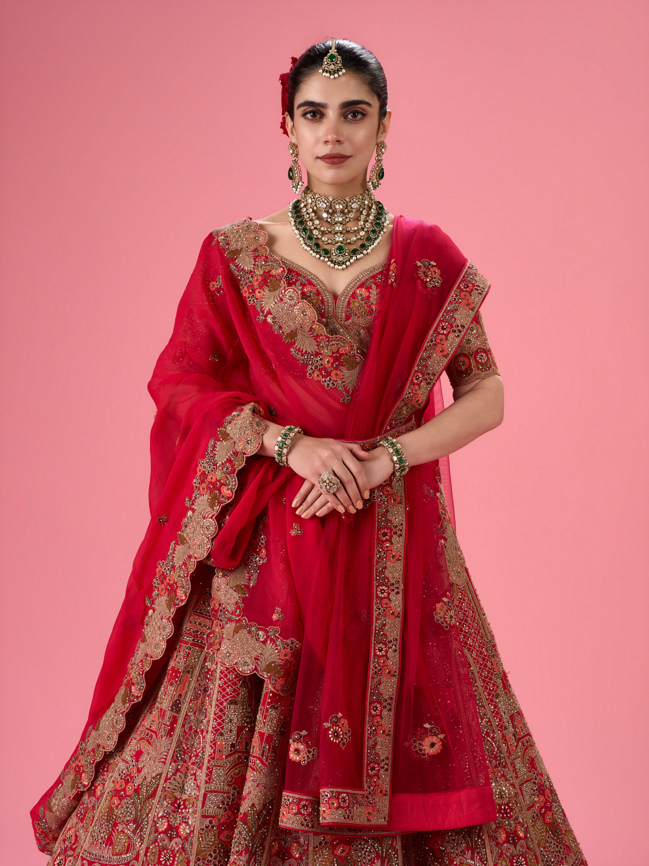 Mohey Women Cherry Blossom Festive Bridal Lehenga