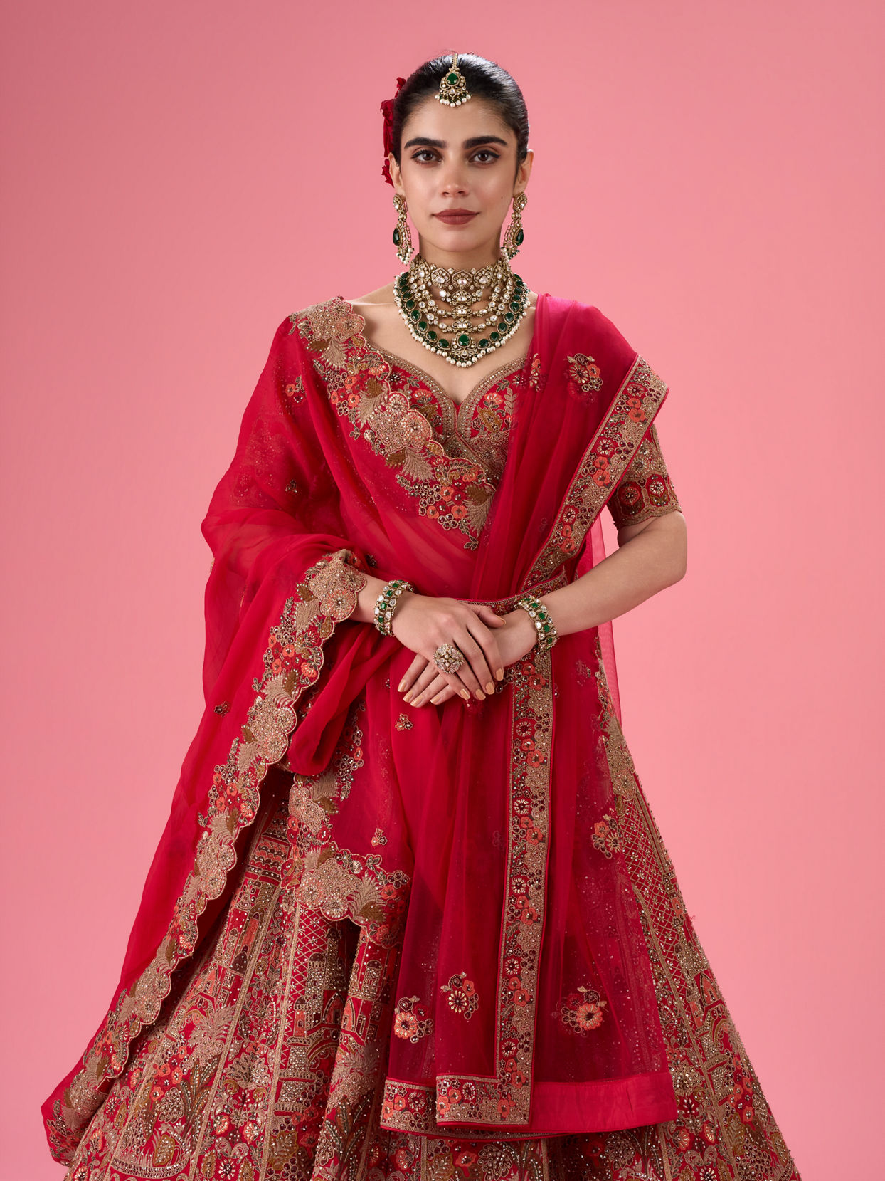 Mohey Women Cherry Blossom Festive Bridal Lehenga