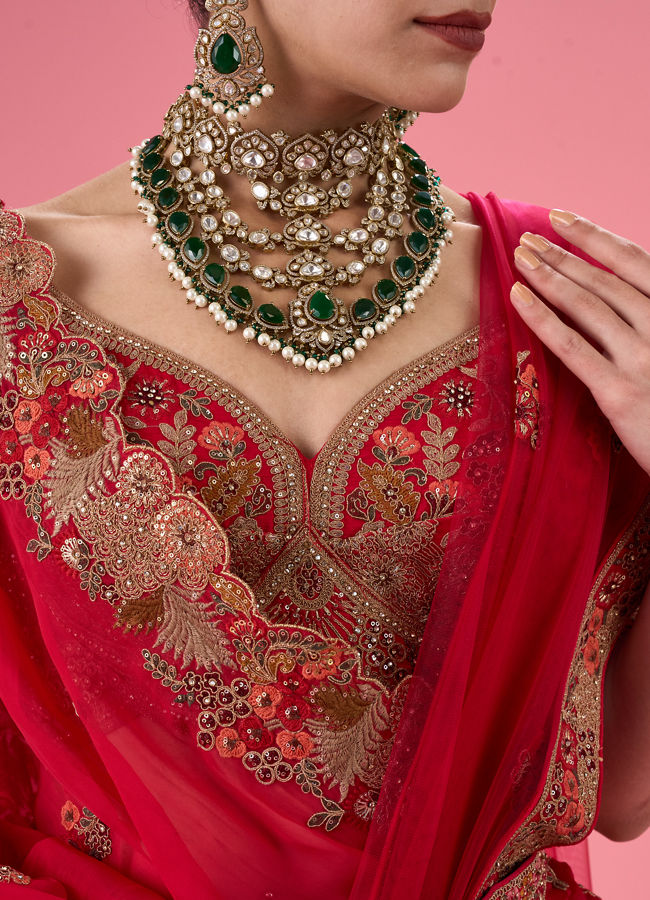Mohey Women Cherry Blossom Festive Bridal Lehenga