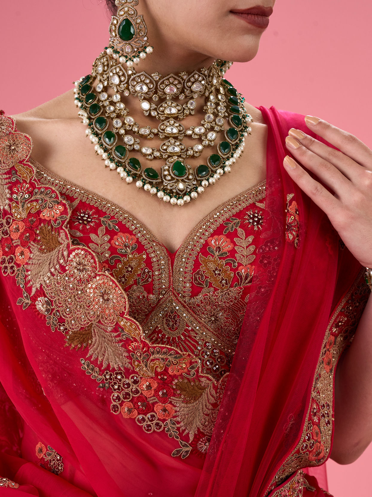 Mohey Women Cherry Blossom Festive Bridal Lehenga